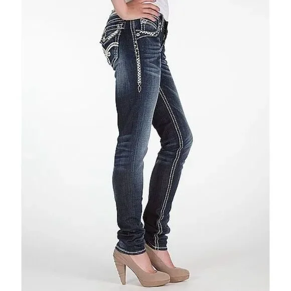 Rock Revival Blue Skinny Jeans with Stitch Detail - Picture 2 of 9